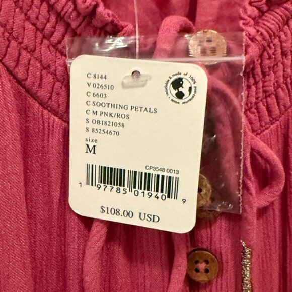 New Free People Mauve Maxi Flutter Sleeve Dress medium oversized cotton pockets - Picture 4 of 10